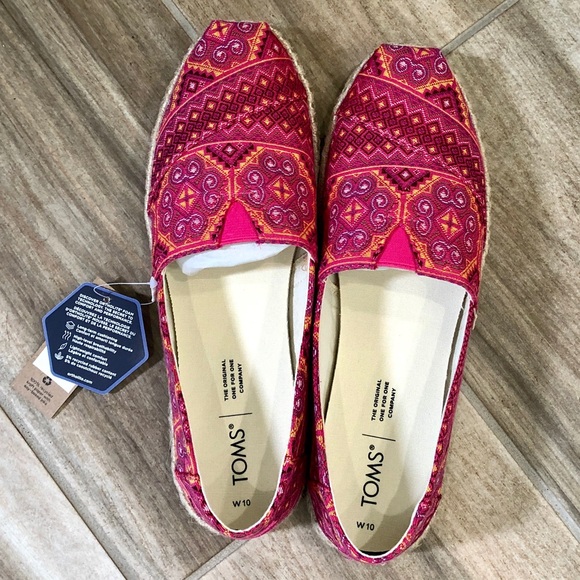 TOMS Pink Multi Floral Woven Espradille Alpargatas - Picture 2 of 12